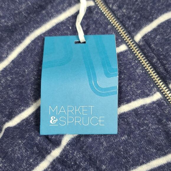 Market & Spruce Stitch Fix Navy & White Zip-Up Sweater Size Medium nautical Cozy - Picture 6 of 6
